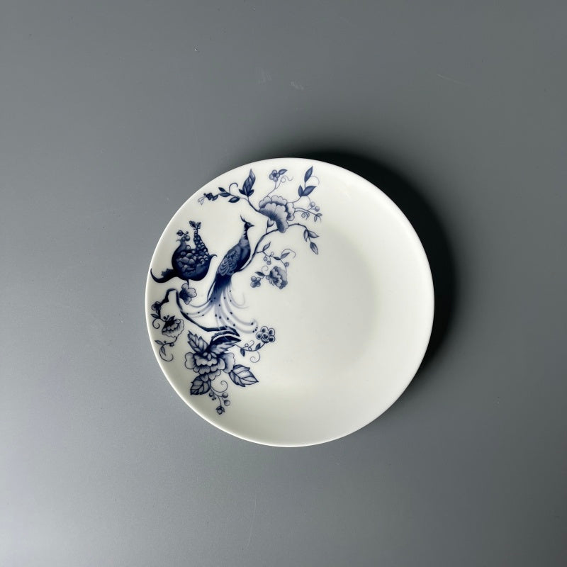 Blue-and-white floral bone china dinnerware