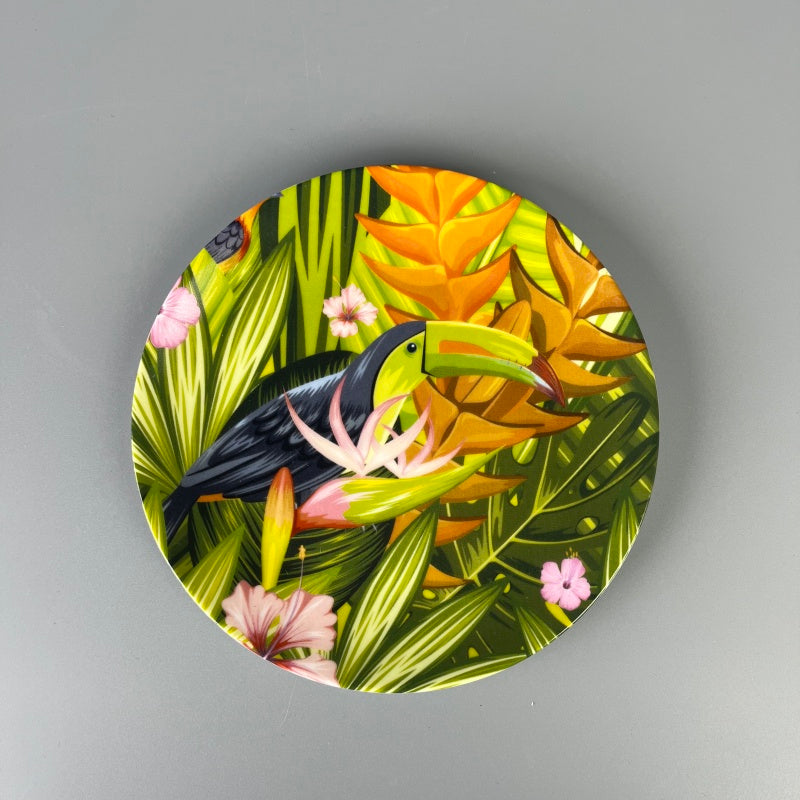 Bone china Dinner Plate Set Tropical Rainforest flowers and birds pattern
