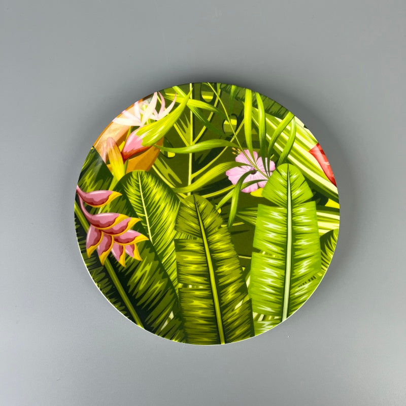 Bone china Dinner Plate Set Tropical Rainforest flowers and birds pattern