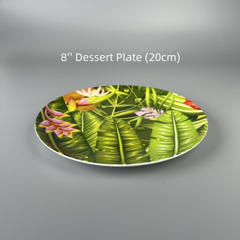 Bone china Dinner Plate Set Tropical Rainforest flowers and birds pattern