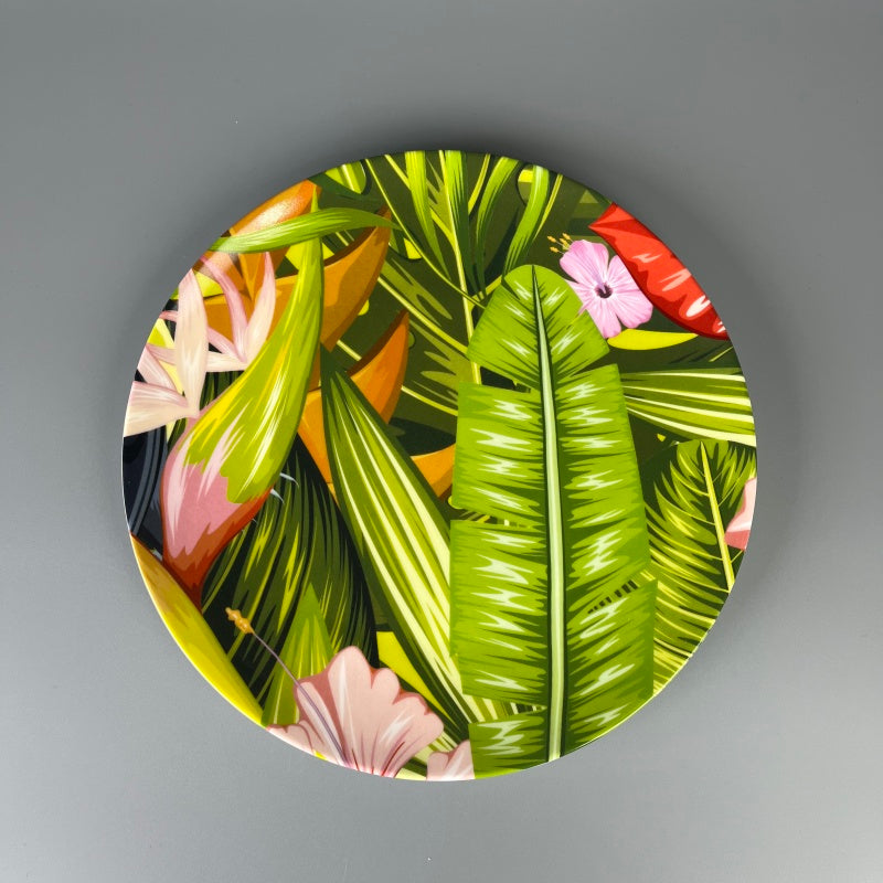 Bone china Dinner Plate Set Tropical Rainforest flowers and birds pattern
