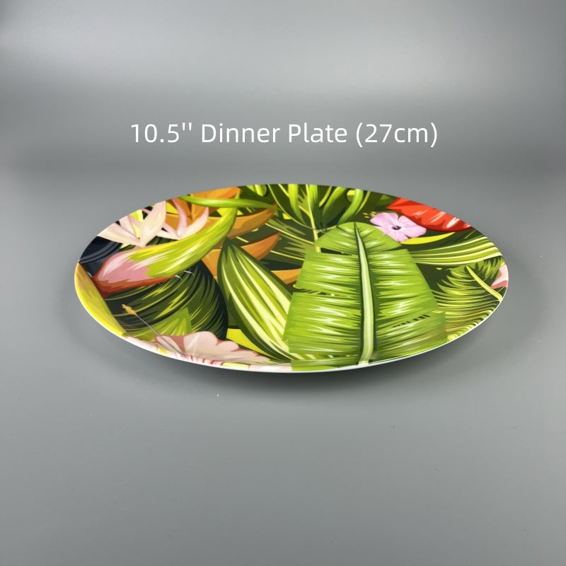 Bone china Dinner Plate Set Tropical Rainforest flowers and birds pattern