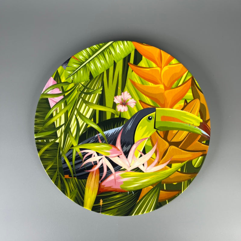 Bone china Dinner Plate Set Tropical Rainforest flowers and birds pattern