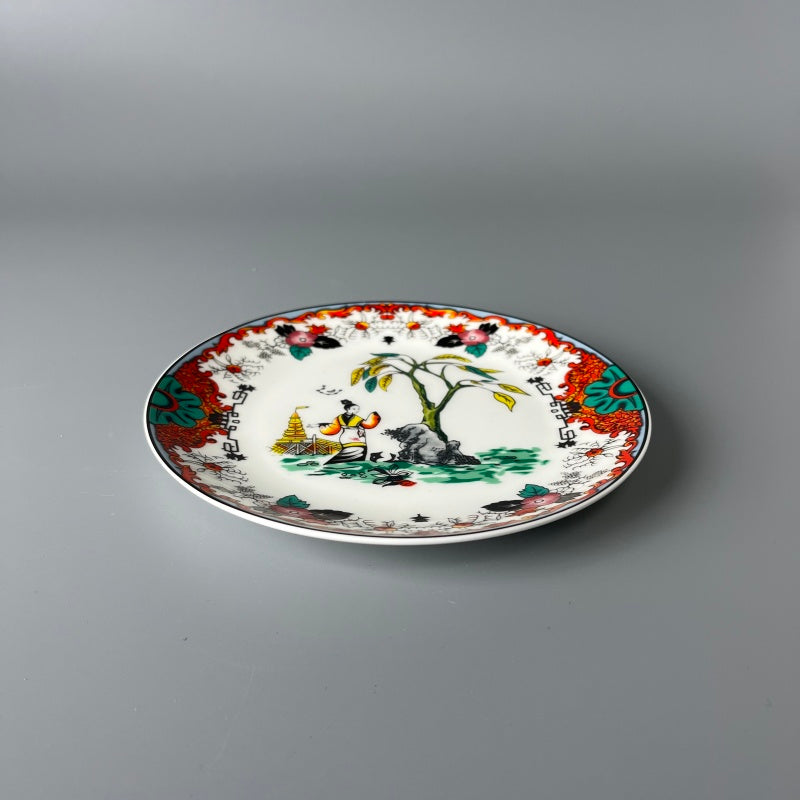 Bone China Plates of East and West Greenware & Famille Rose Fusion Plate