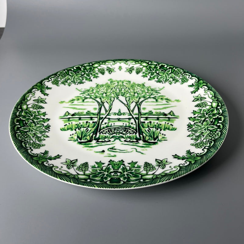 Bone China Plates of East and West Greenware & Famille Rose Fusion Plate