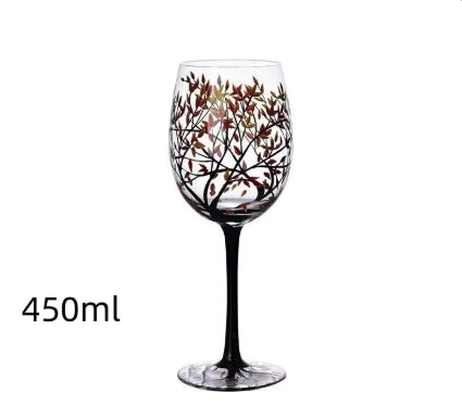 Crystal Glass Hand-Painted Flower Wine Glass