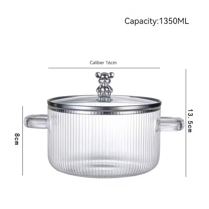 1.35L High Borosilicate Cooking Pots