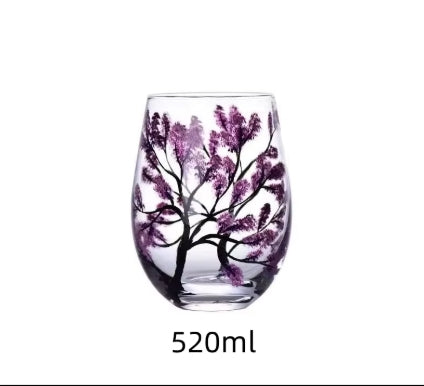 Crystal Glass Hand-Painted Flower Water Glass / Egg Cup