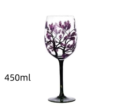 Crystal Glass Hand-Painted Flower Wine Glass