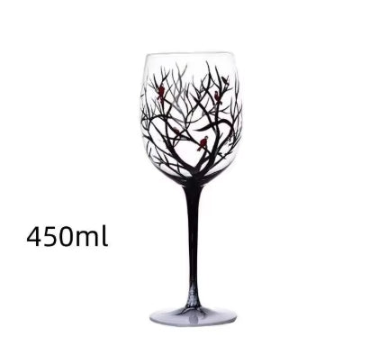 Crystal Glass Hand-Painted Flower Wine Glass